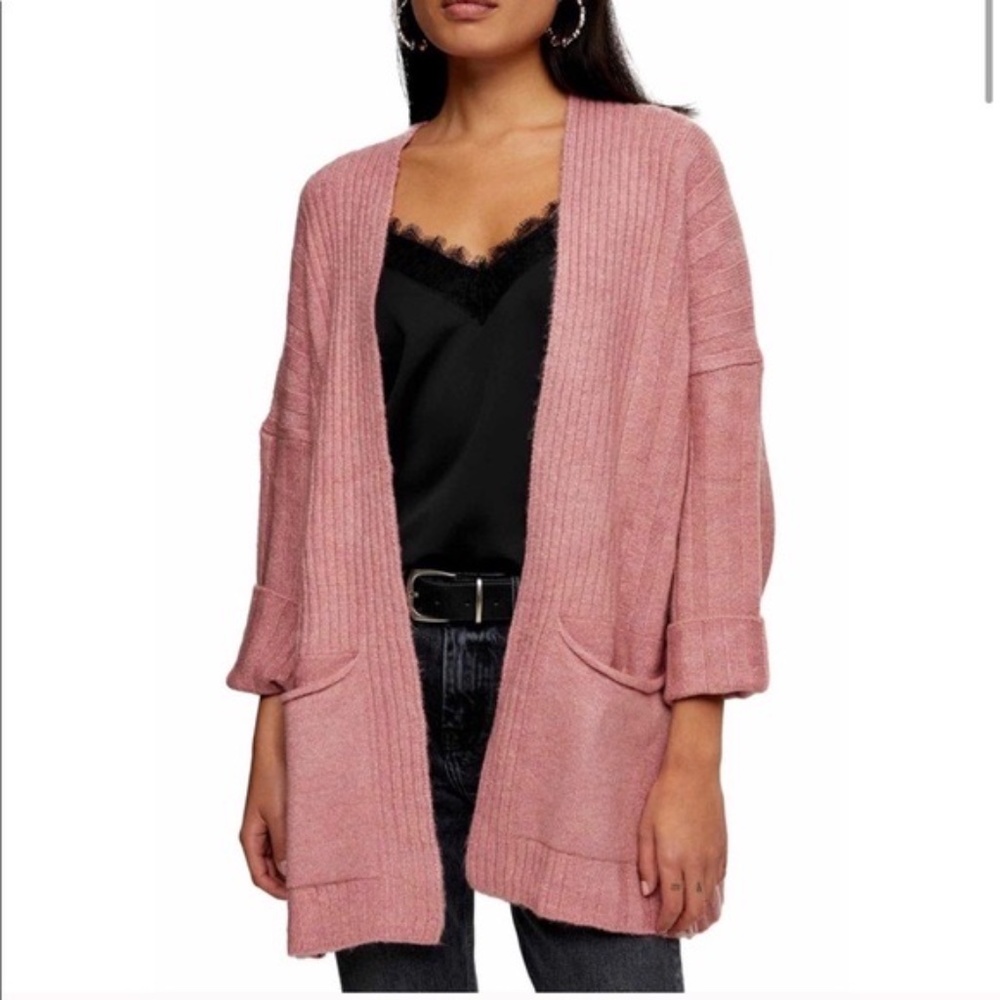 NEW TOPSHOP Mauve Cardigan Open Front slouchy NWT